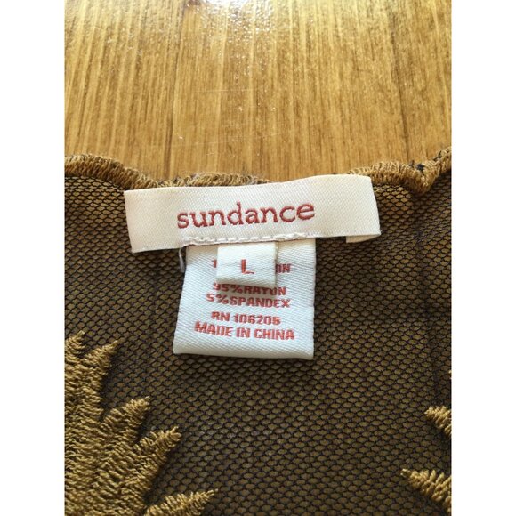 Sundance Sheer Black Gold Embroidered Floral Blouse Top Size L Whimsigoth - Picture 5 of 8